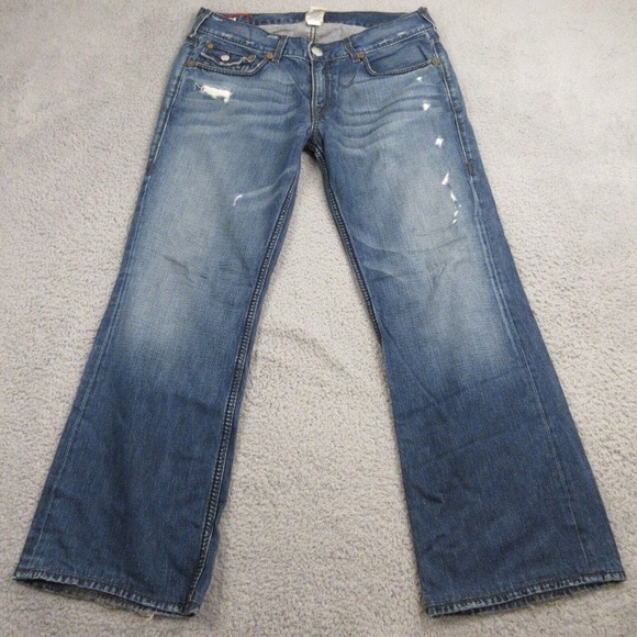 True Religion Mens Billy Giant Big T Stitch Bootcut‎ Jeans size 36 x 32 USA VTG - Picture 1 of 12